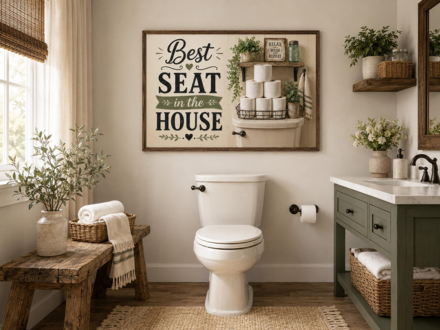 Best Seat in the House | Farmhouse Bathroom Wall Art