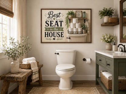 Best Seat in the House | Farmhouse Bathroom Wall Art