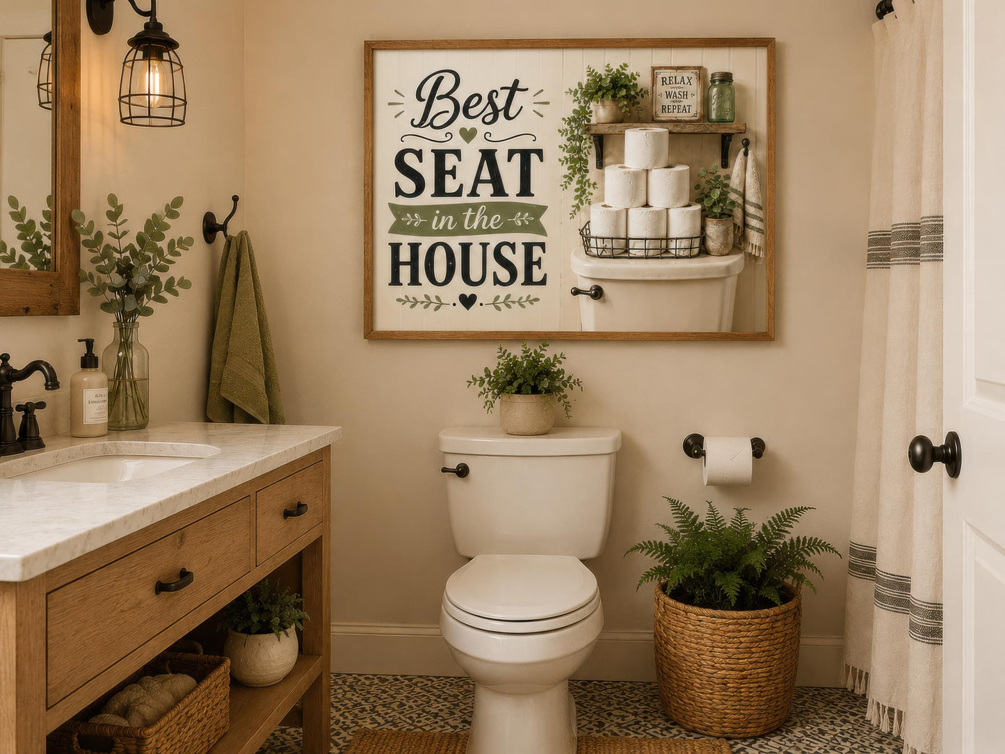 Best Seat in the House | Farmhouse Bathroom Wall Art