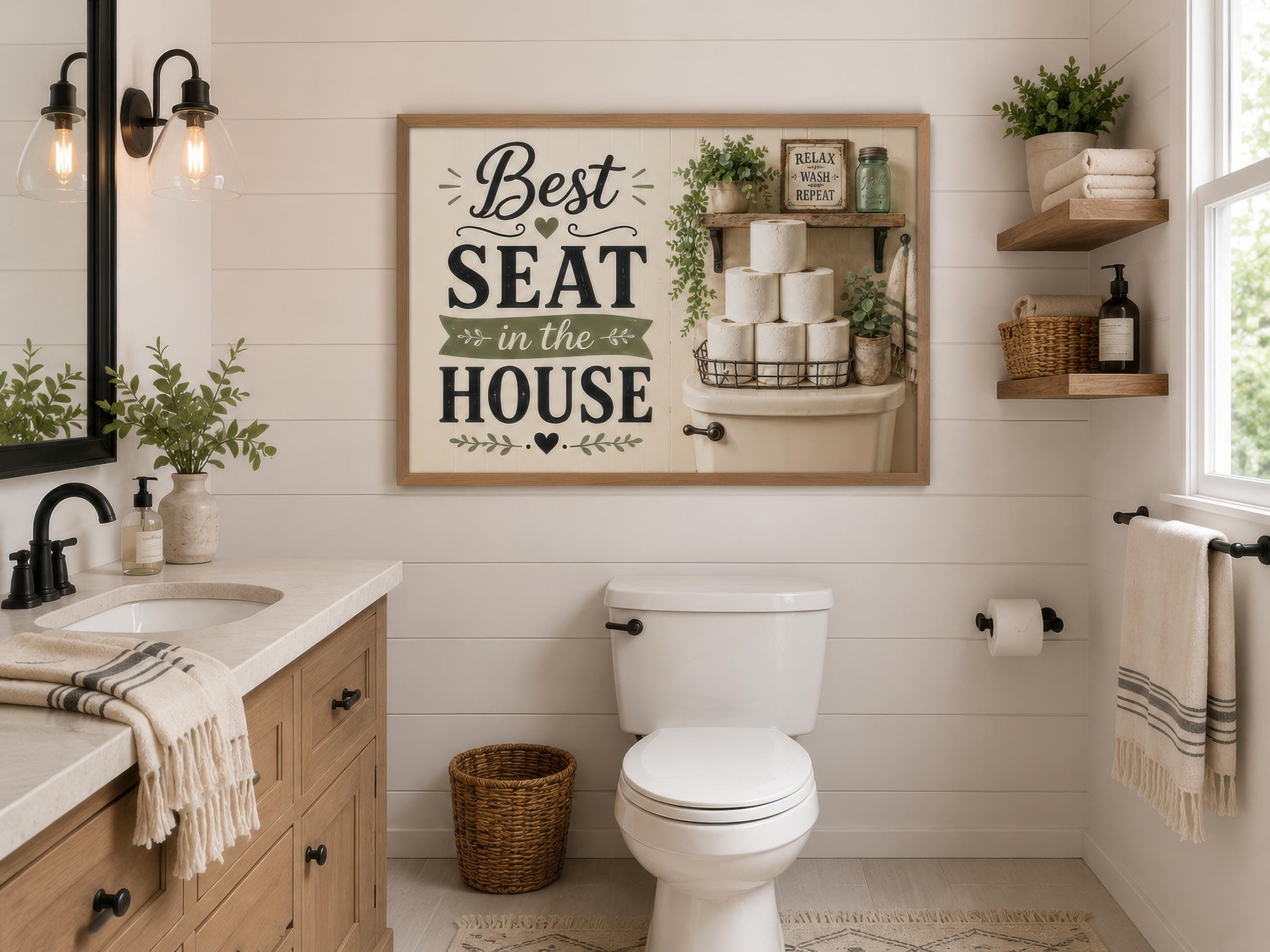 Best Seat in the House | Farmhouse Bathroom Wall Art
