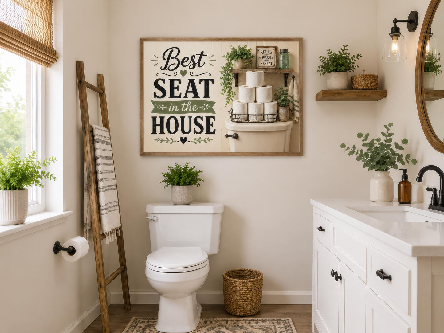 Best Seat in the House | Farmhouse Bathroom Wall Art
