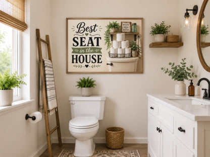 Best Seat in the House | Farmhouse Bathroom Wall Art