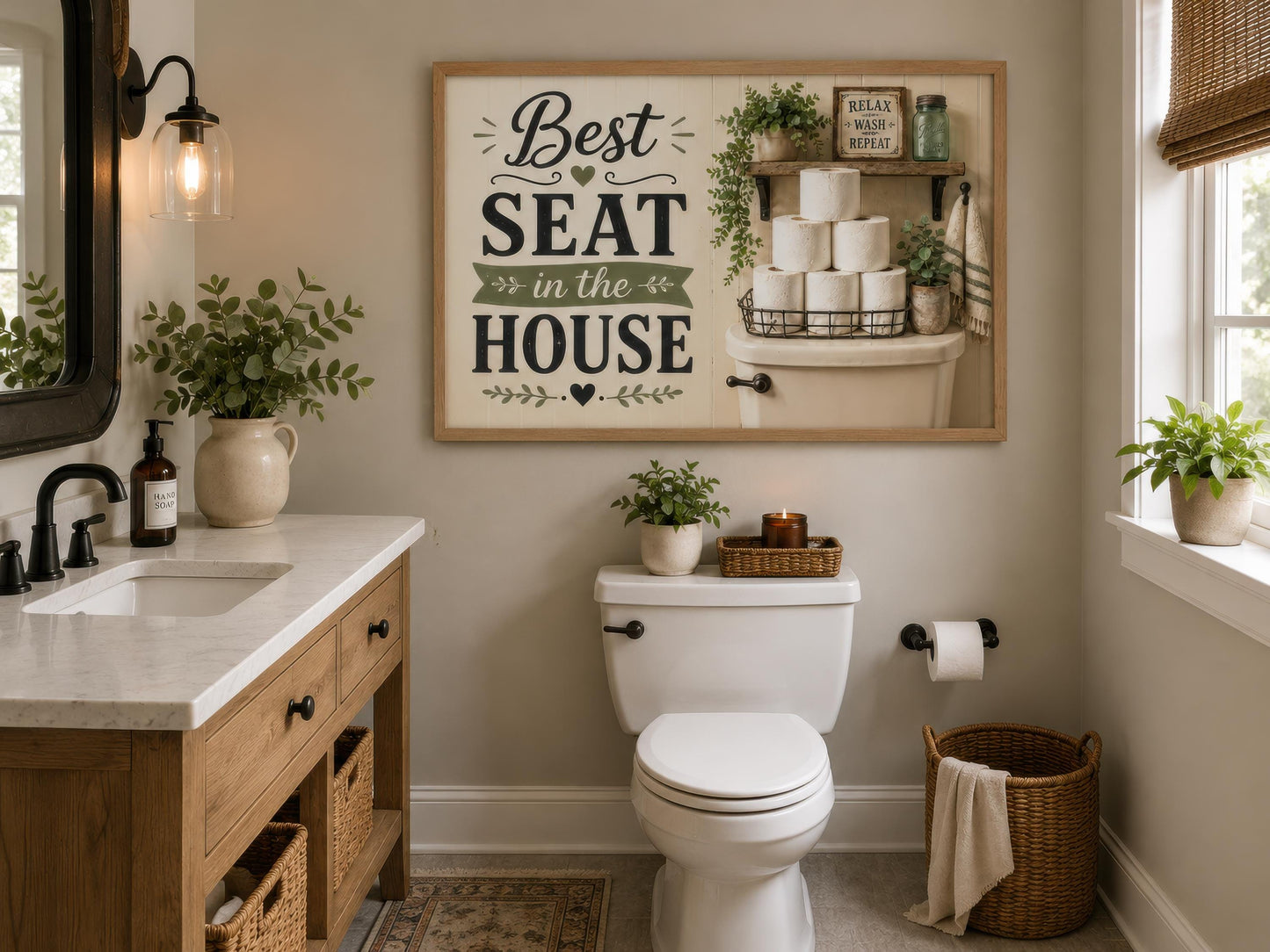 Best Seat in the House | Farmhouse Bathroom Wall Art