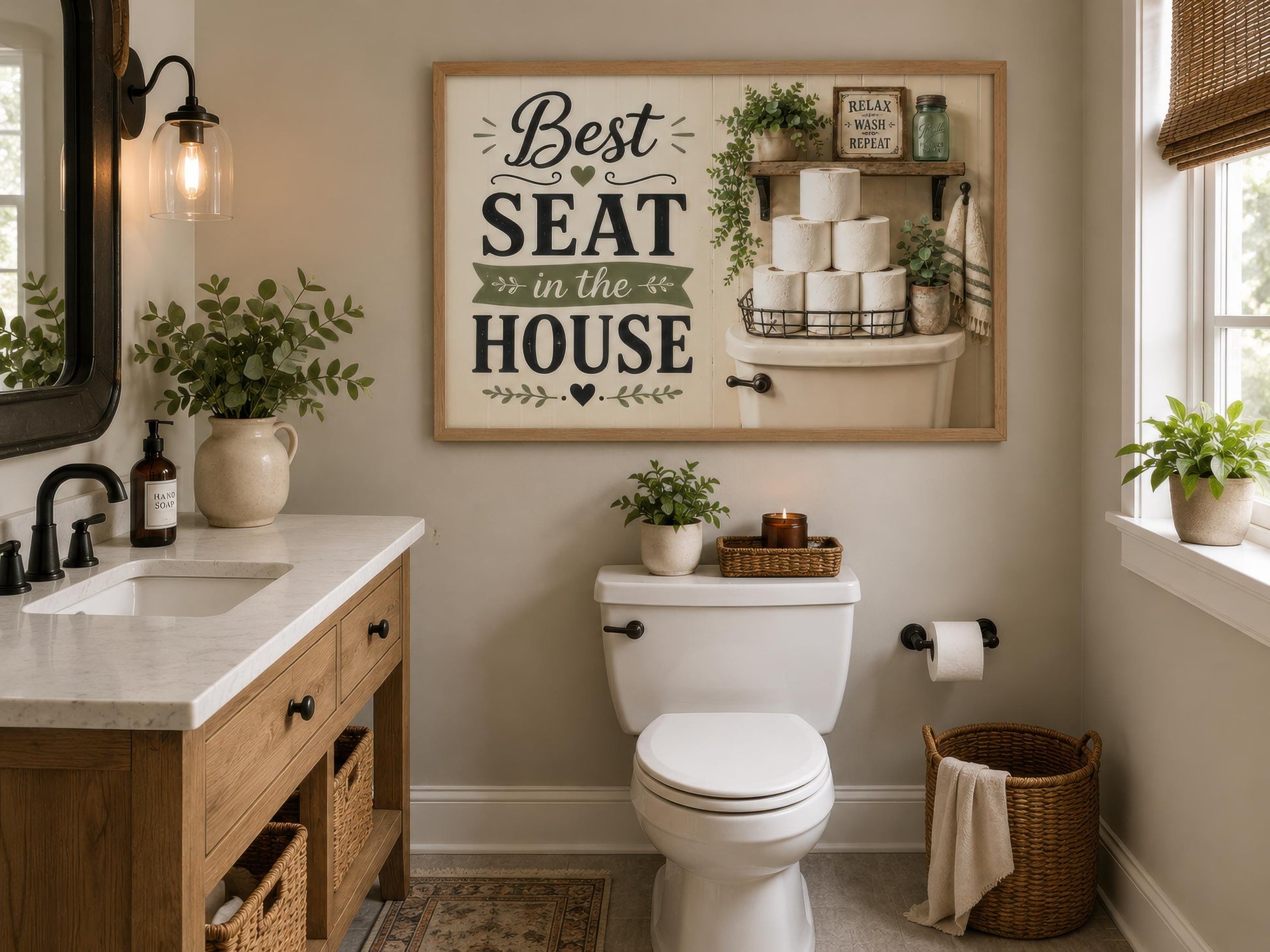 Best Seat in the House | Farmhouse Bathroom Wall Art