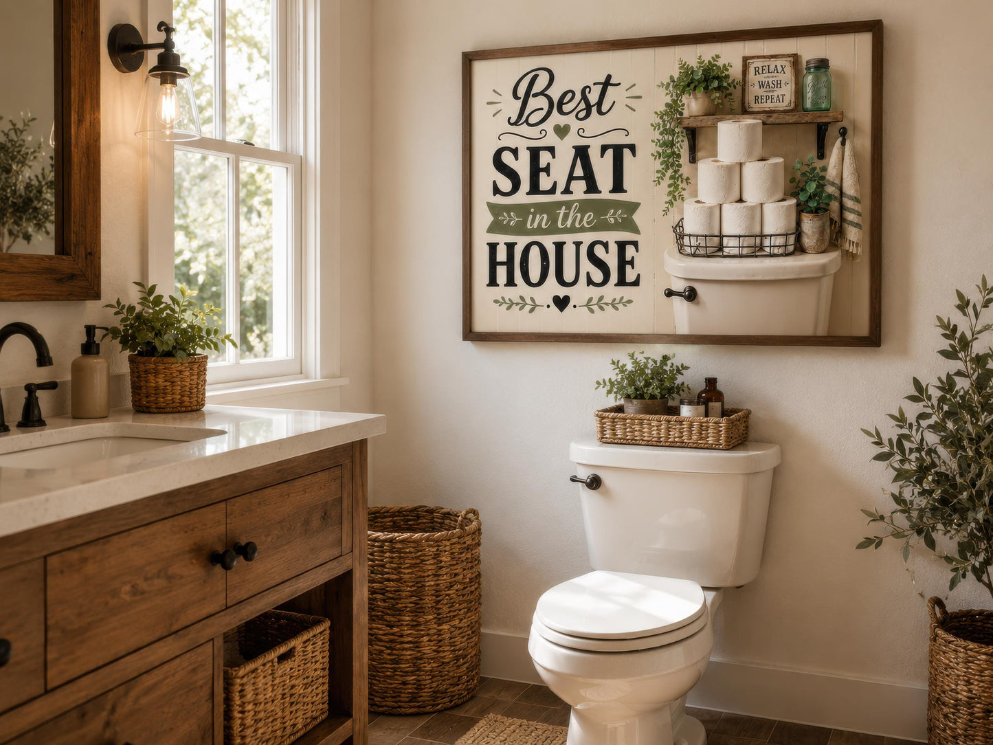 Best Seat in the House | Farmhouse Bathroom Wall Art