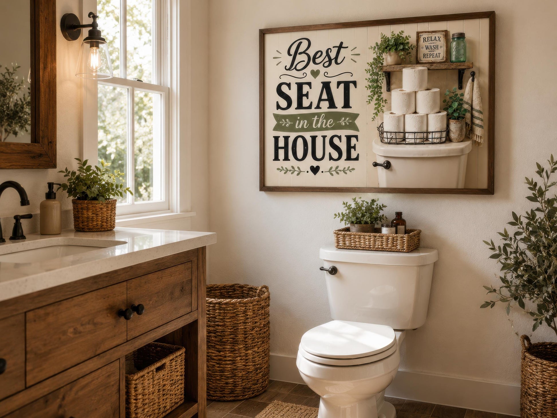 Best Seat in the House | Farmhouse Bathroom Wall Art