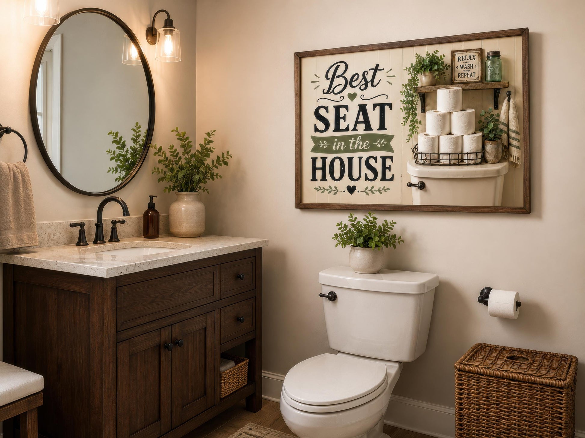 Best Seat in the House | Farmhouse Bathroom Wall Art
