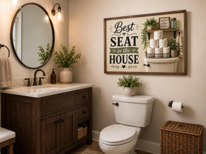 Best Seat in the House | Farmhouse Bathroom Wall Art
