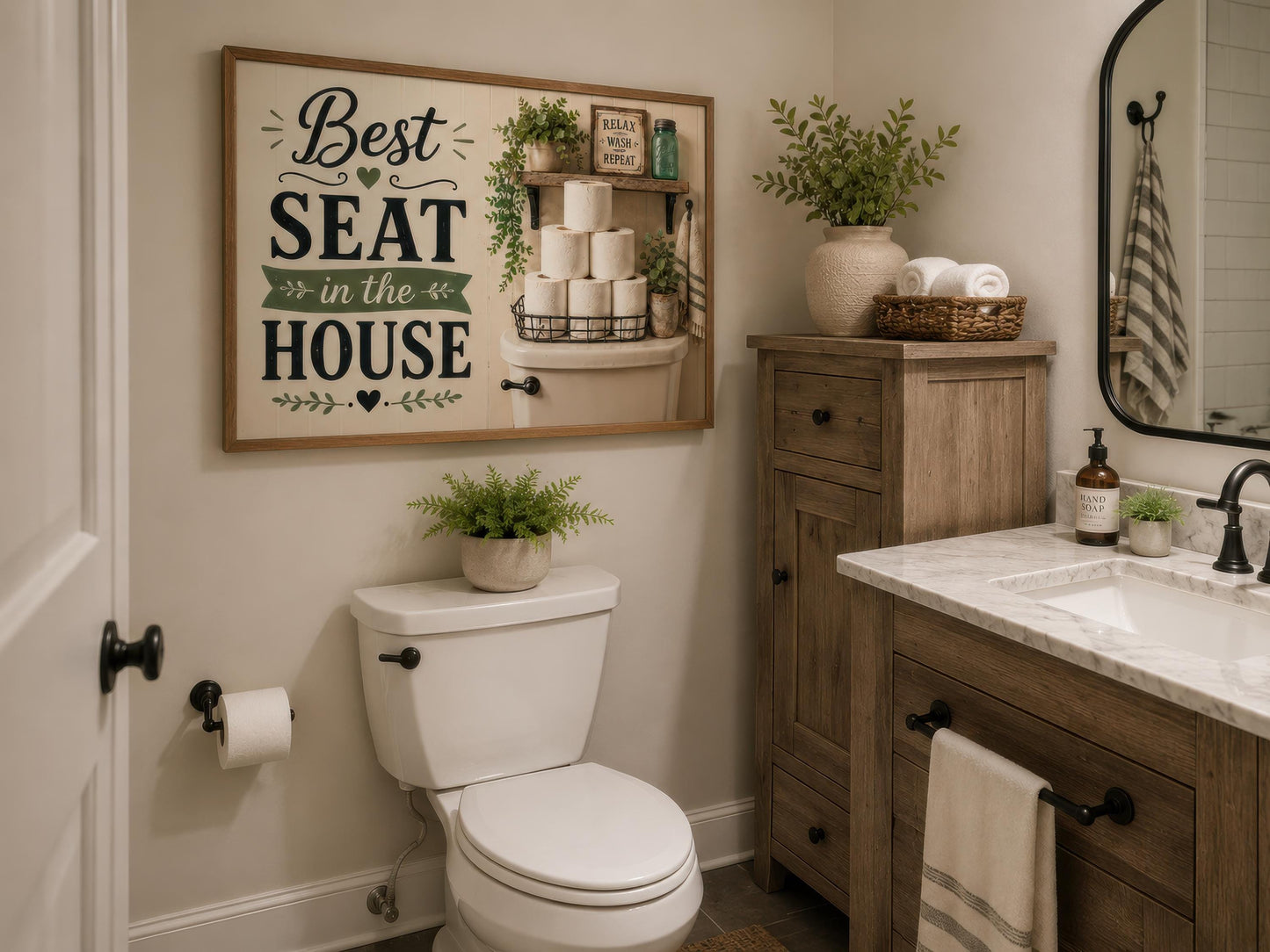Best Seat in the House | Farmhouse Bathroom Wall Art
