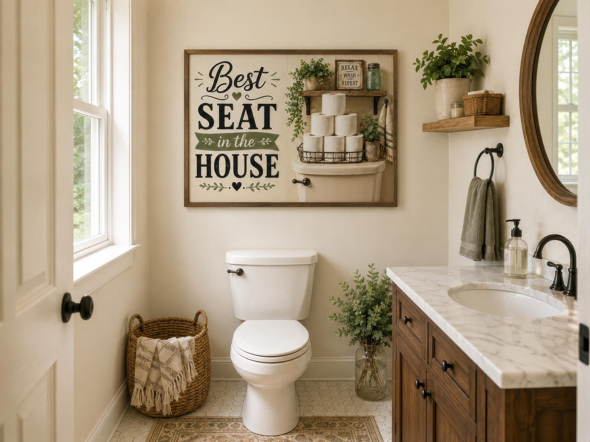 Best Seat in the House | Farmhouse Bathroom Wall Art