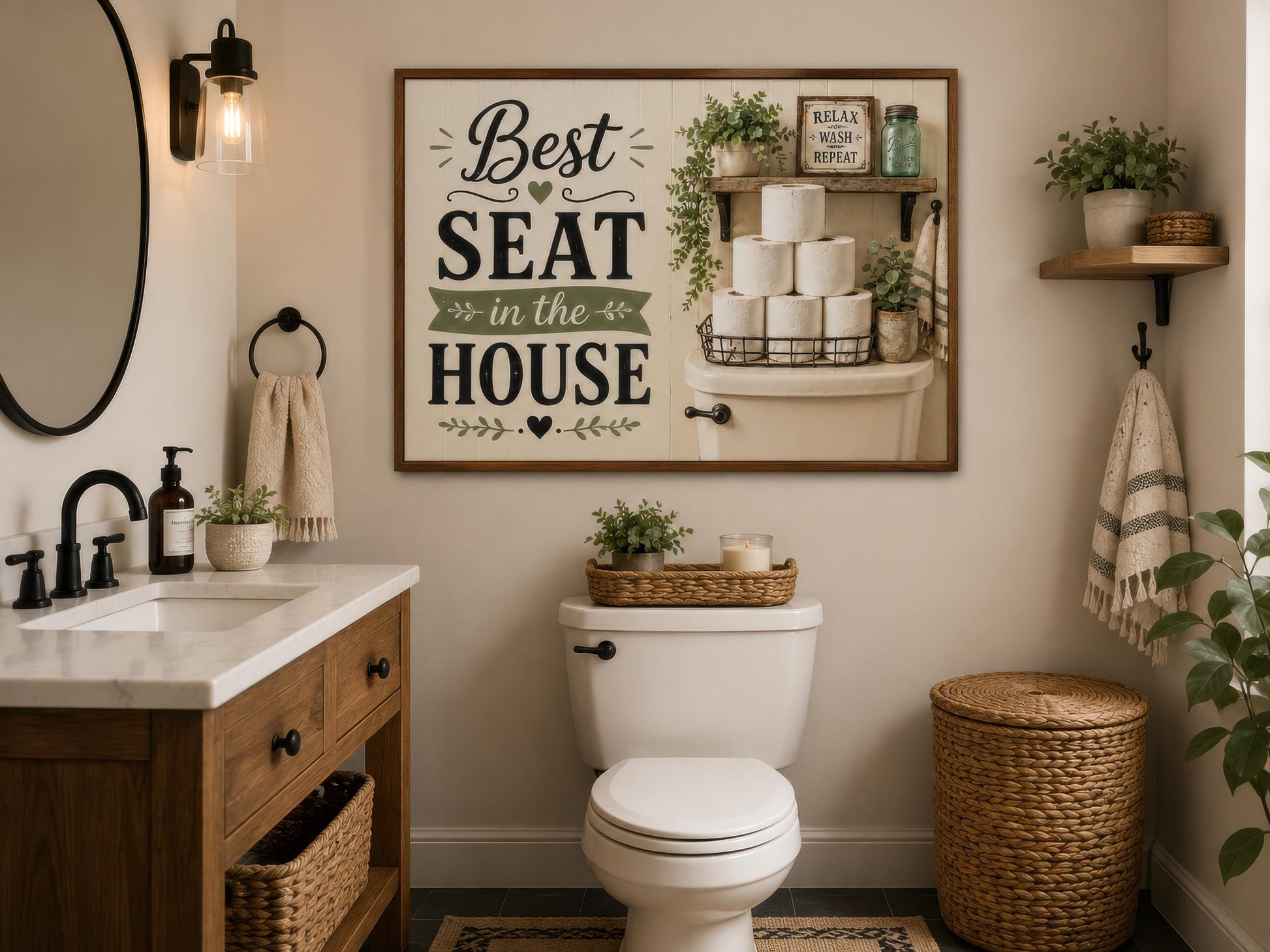 Best Seat in the House | Farmhouse Bathroom Wall Art