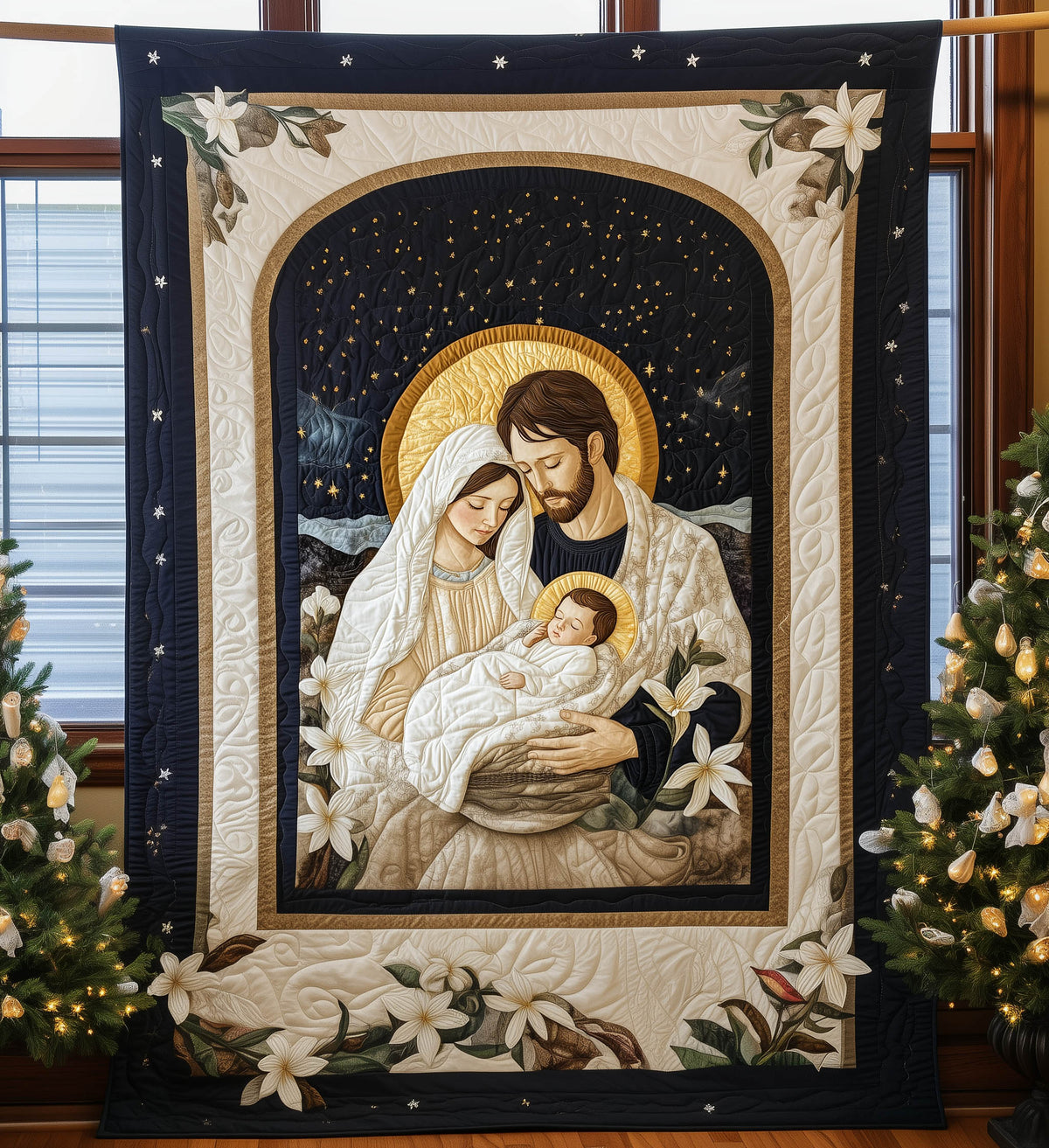 Bethlehem Night Quilted Blanket - Throw (55" x 60")