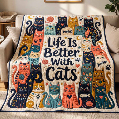 Better With Cats Quilted Blanket - Baby (30" x 40") - Pack 1