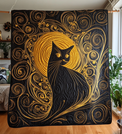 Bewitching Feline Quilted Blanket - Throw (55" x 60")