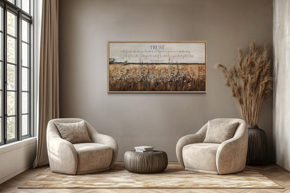 Bible Verse Wall Art - Trust In The Lord Proverbs 3:5 Scripture Canvas with Wildflower Field