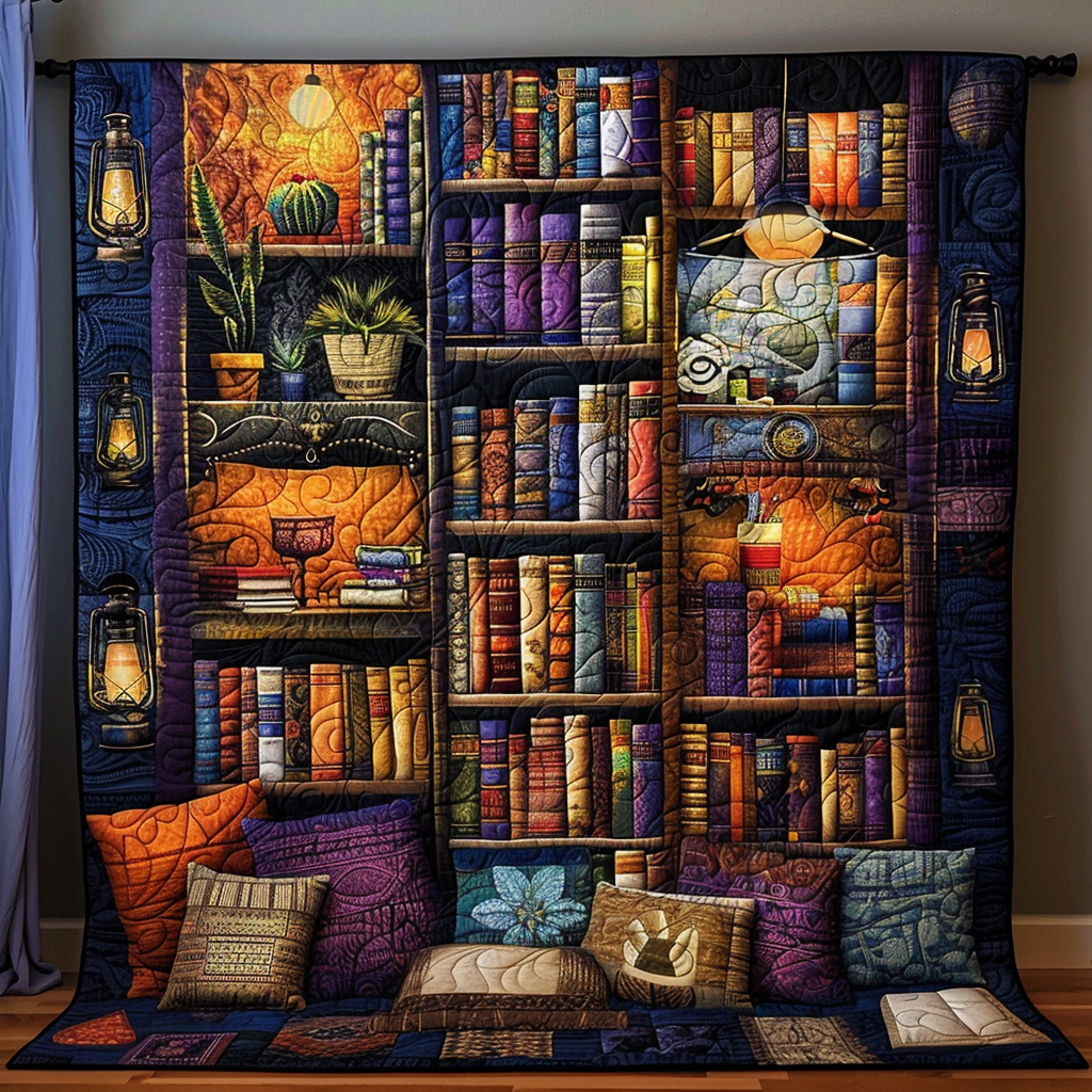 Bibliophile's Dream Quilted Blanket - Throw (55" x 60")