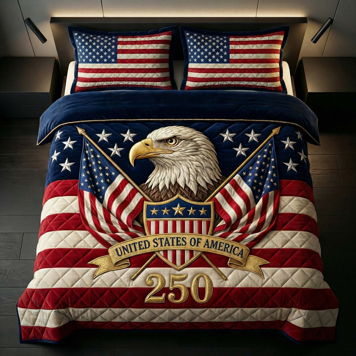 Bicentennial Eagle 3-Piece Quilted Bedding Set - Single (59" x 70")