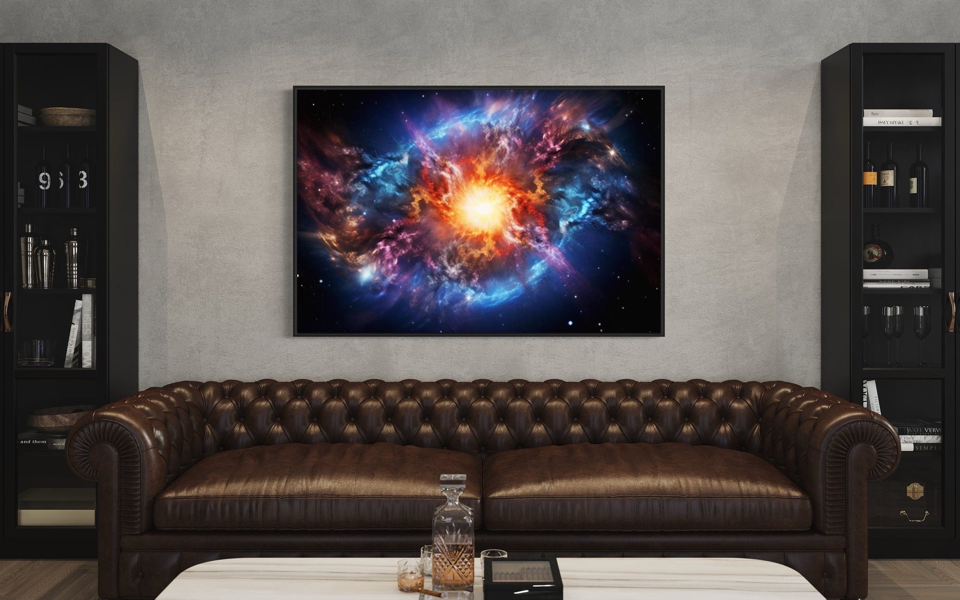Big Bang Painting Space Framed Canvas Wall Art