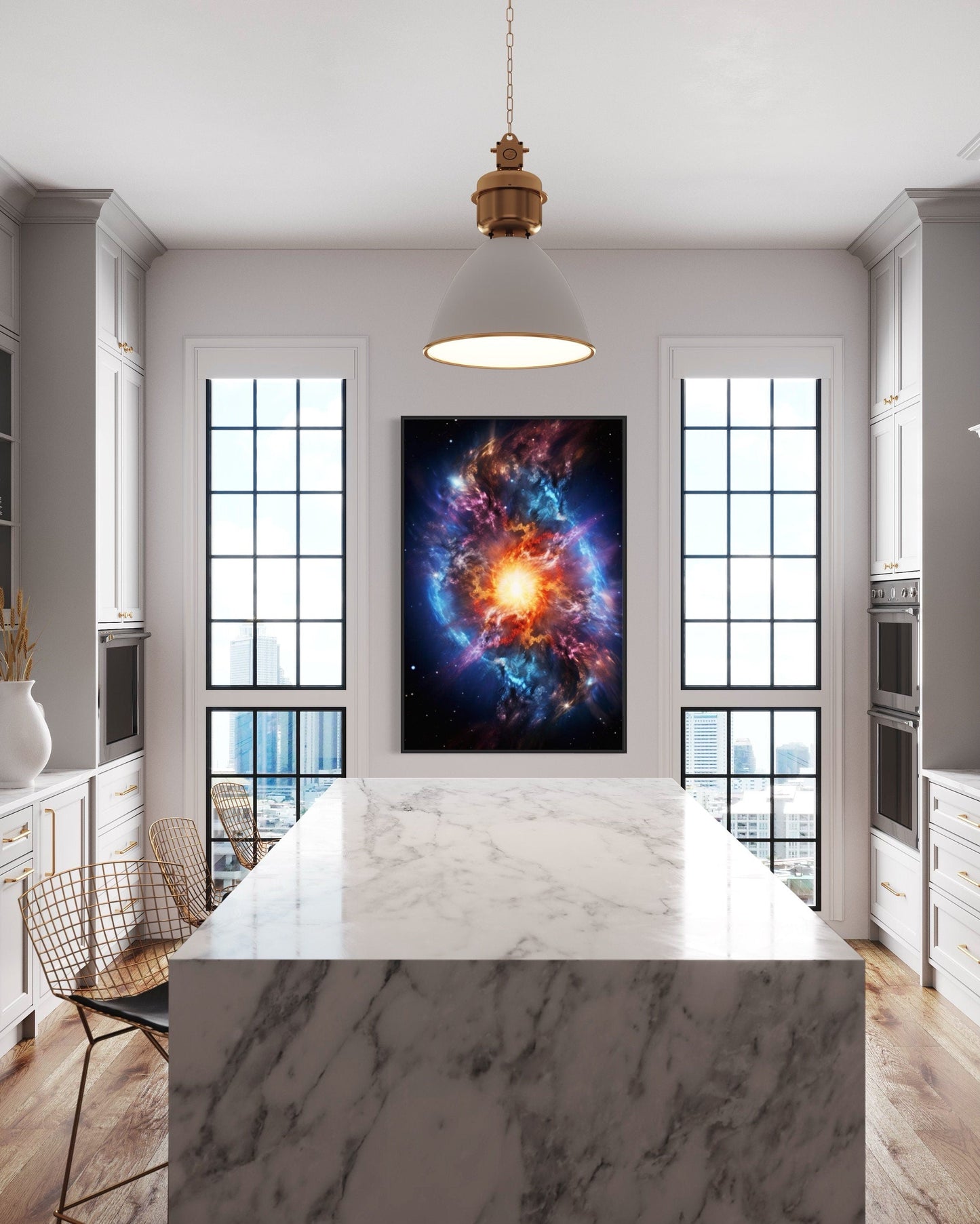 Big Bang Painting Space Framed Canvas Wall Art