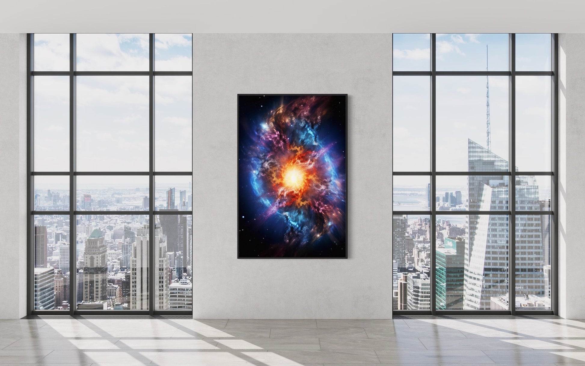 Big Bang Painting Space Framed Canvas Wall Art
