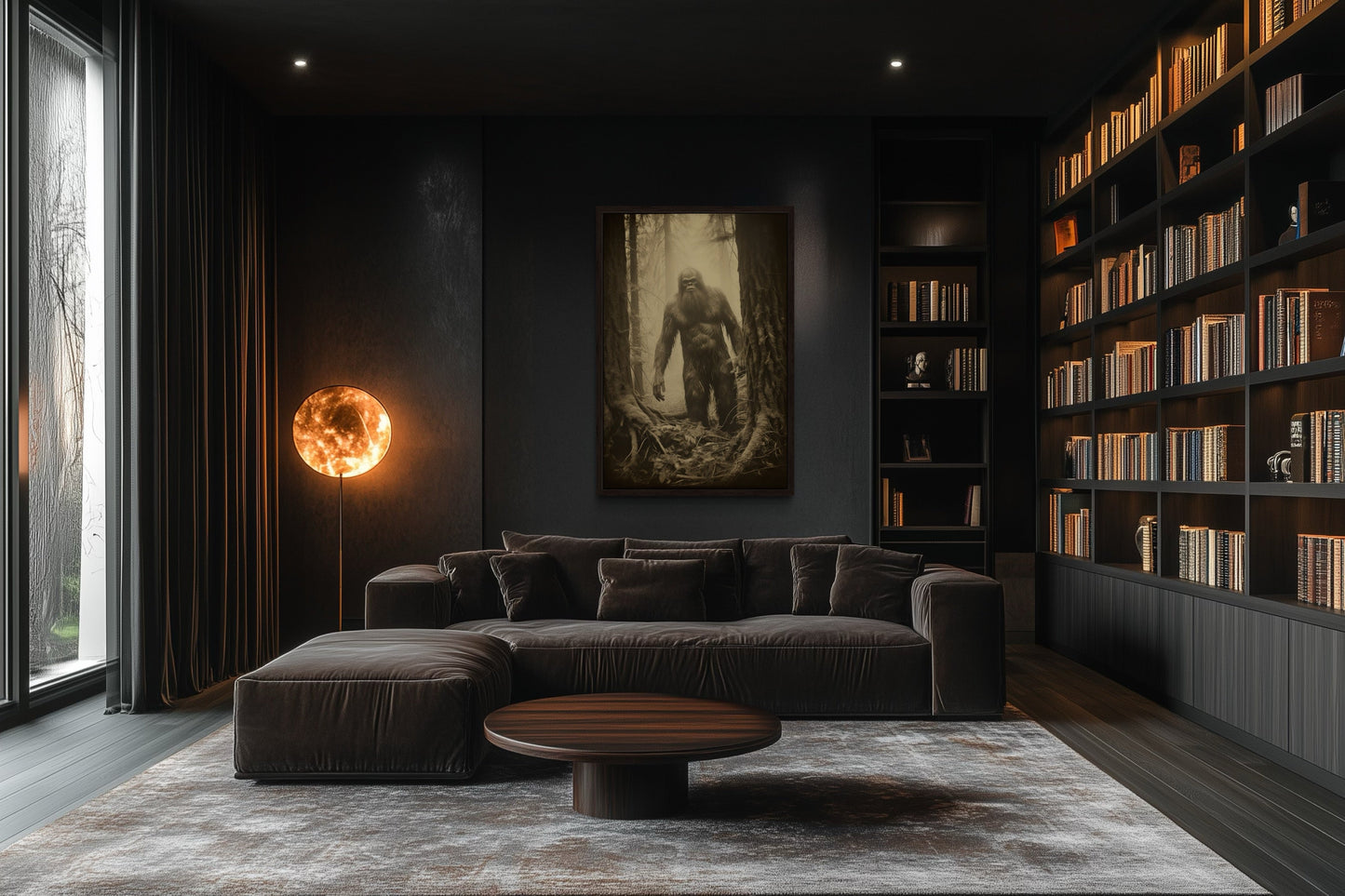 Bigfoot Realistic Photograph Framed Canvas Wall Art For Man Cave Decor