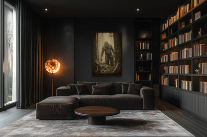 Bigfoot Realistic Photograph Framed Canvas Wall Art For Man Cave Decor