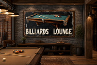 Billiards Room Sign - Billiards Lounge With Pool Table Painting Canvas Print