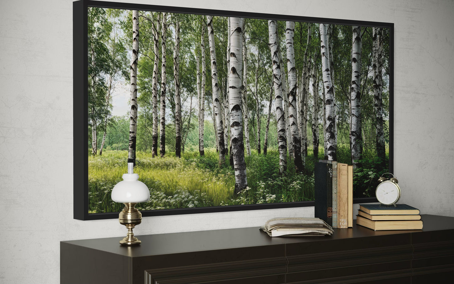 Birch Tree Wall Art - Framed Forest Canvas Print | Modern Rustic Decor
