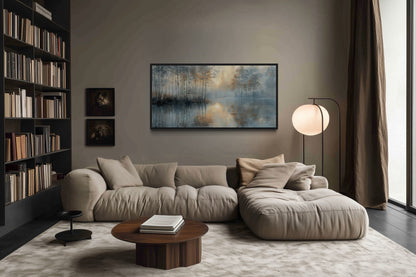 Birch Trees Wall Art – Silver Gold Forest Landscape Canvas for Modern Minimalist Rooms