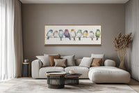 Birds On A Wire Art - Colorful Songbirds Framed Canvas | Modern Farmhouse Wall Decor