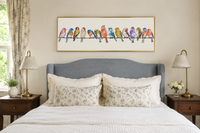 Birds On A Wire Long Horizontal Framed Canvas Wall Art