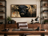 Bison Wall Art | Large American Bison Painting - Rustic Man Cave Decor Canvas Print