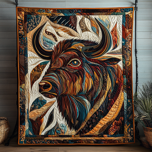 Bison Native Quilted Blanket - Throw (55" x 60")