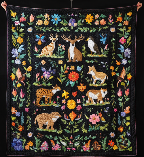 Bizarre Forest Quilted Blanket - Throw (55" x 60")