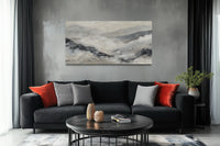 Black And White Abstract Marble Mountains Framed Canvas Wall Art