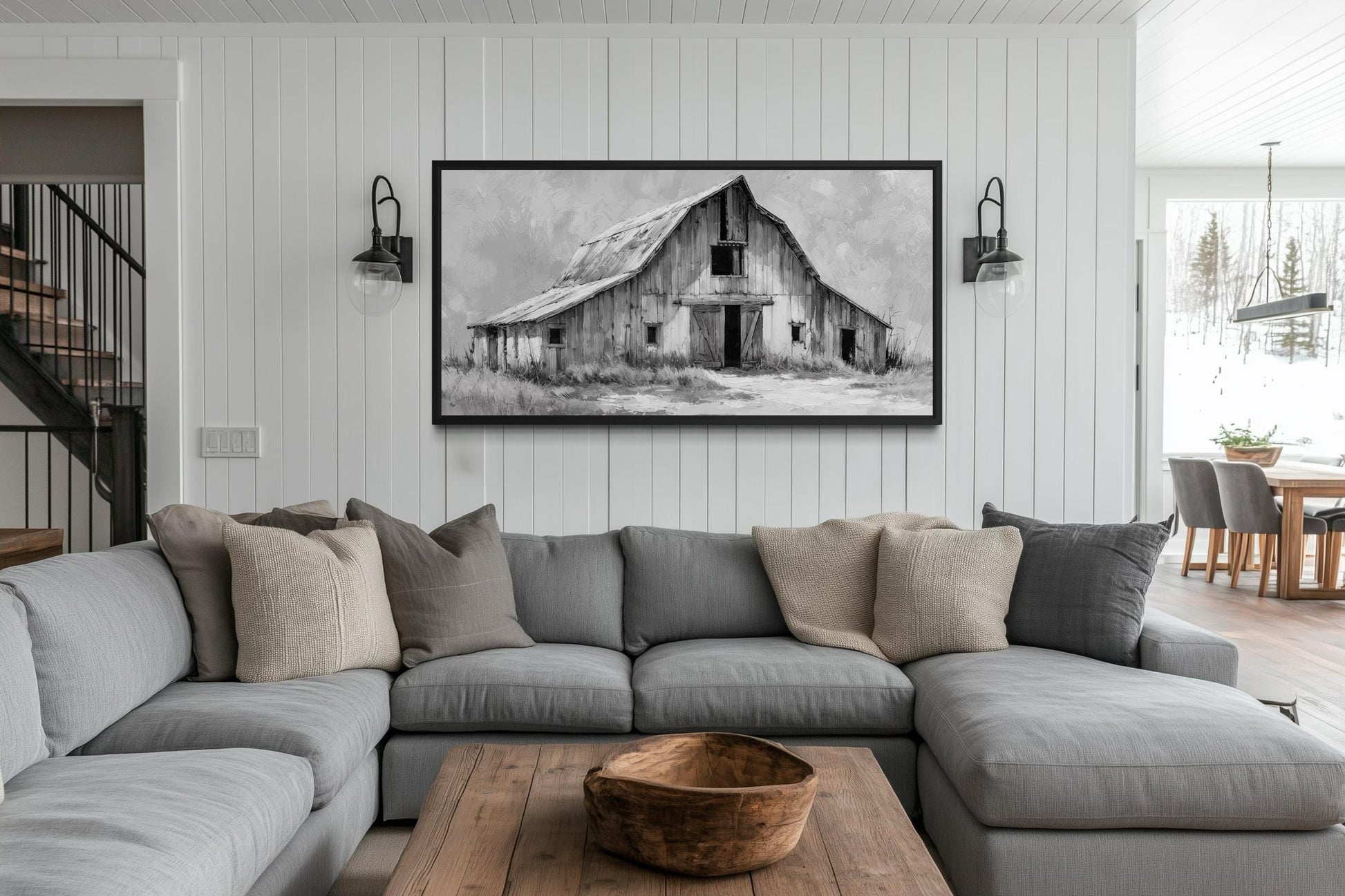 Black And White Barn Wall Art - Rustic Farmhouse Canvas Print