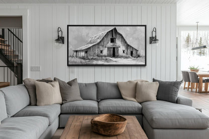 Black And White Barn Wall Art - Rustic Farmhouse Canvas Print