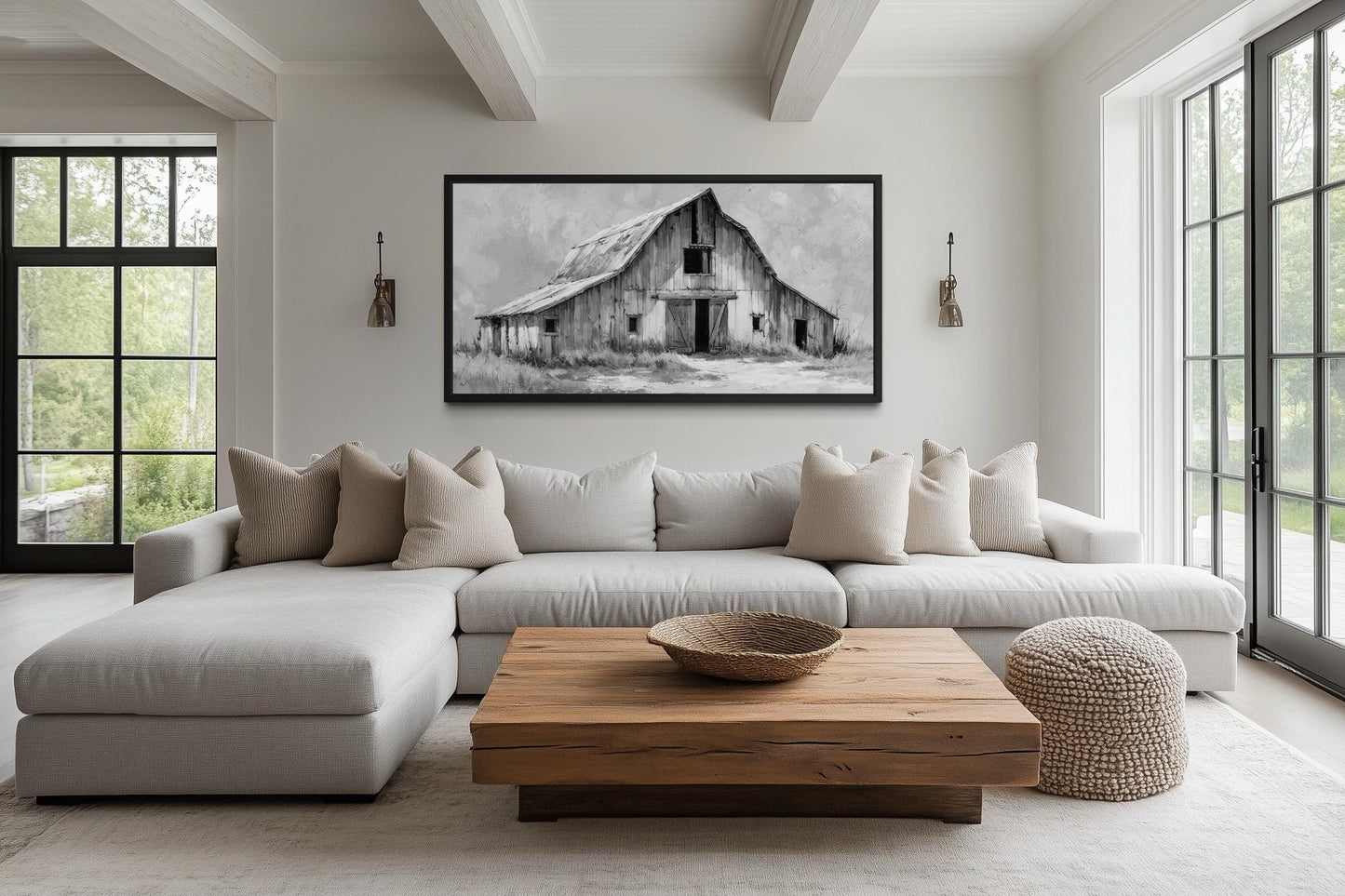 Black And White Barn Wall Art - Rustic Farmhouse Canvas Print