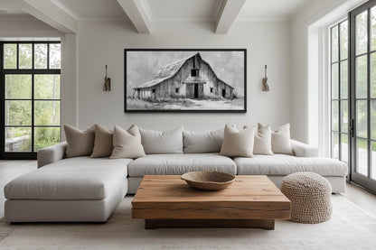 Black And White Barn Wall Art - Rustic Farmhouse Canvas Print
