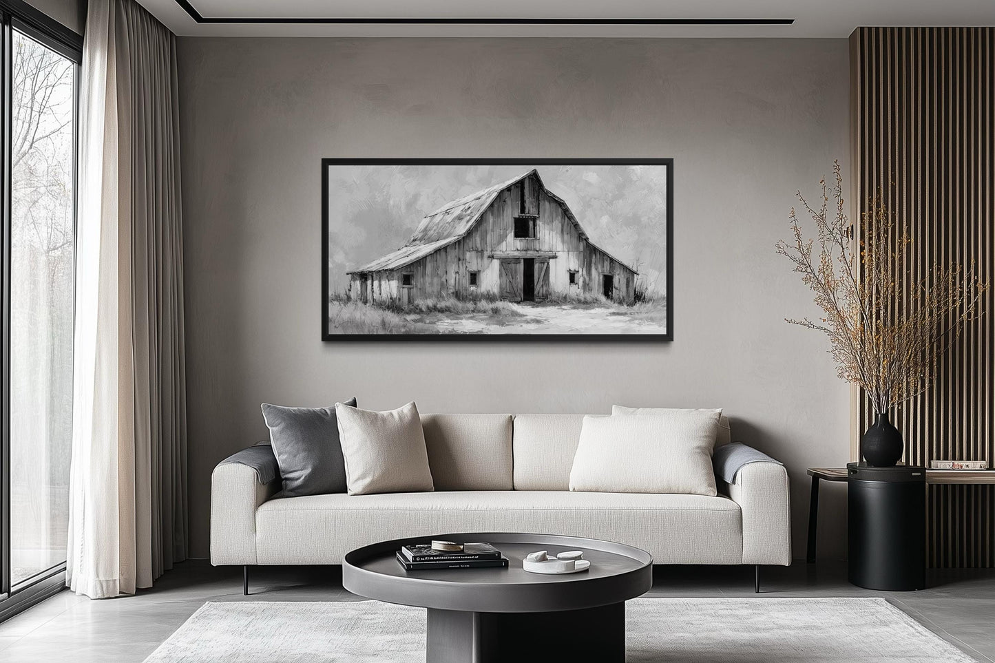 Black And White Barn Wall Art - Rustic Farmhouse Canvas Print