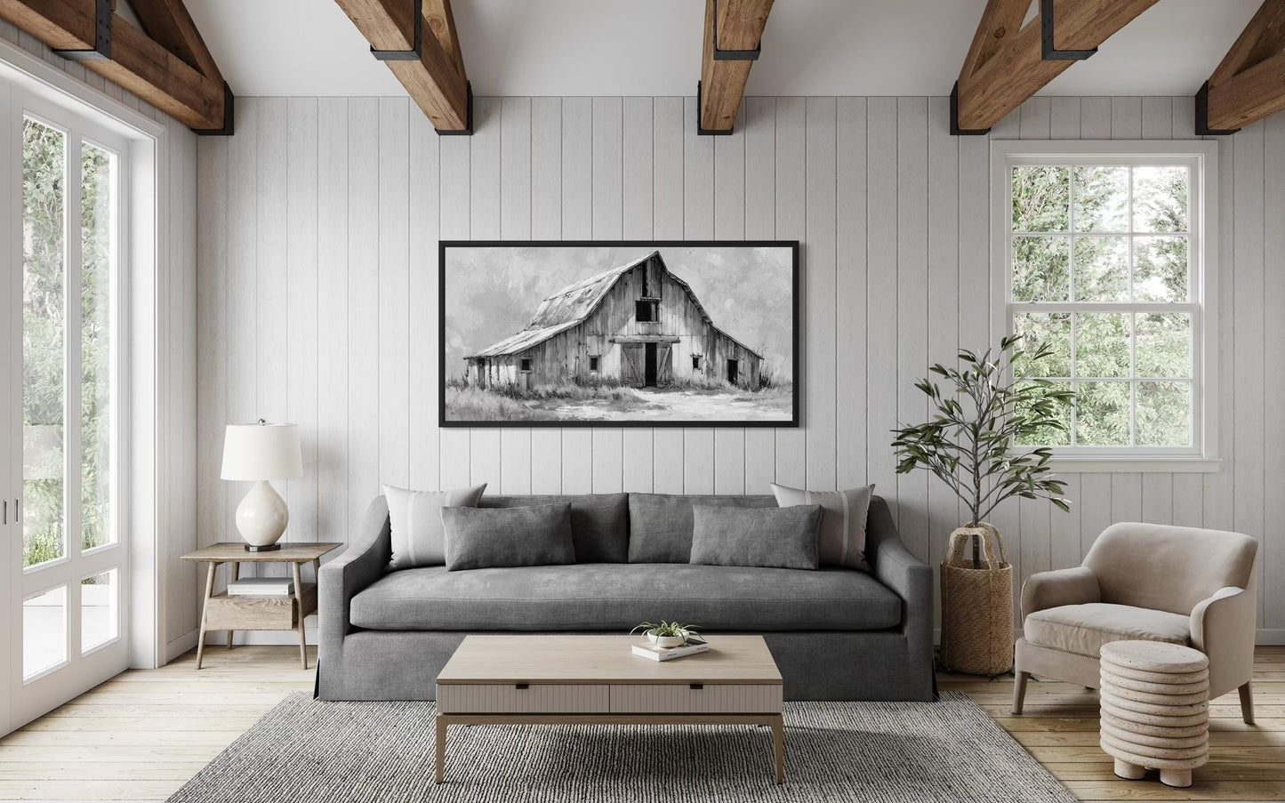 Black And White Barn Wall Art - Rustic Farmhouse Canvas Print