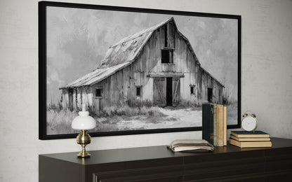 Black And White Barn Wall Art - Rustic Farmhouse Canvas Print