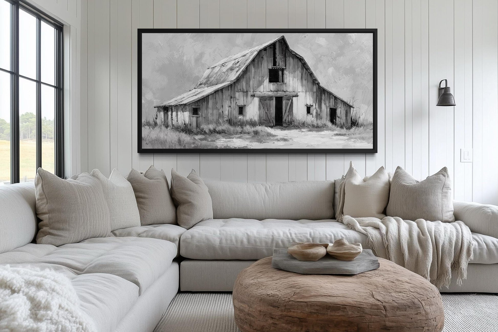 Black And White Barn Wall Art - Rustic Farmhouse Canvas Print