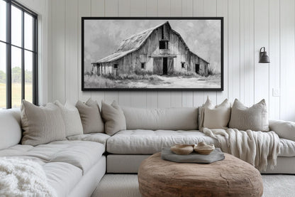 Black And White Barn Wall Art - Rustic Farmhouse Canvas Print
