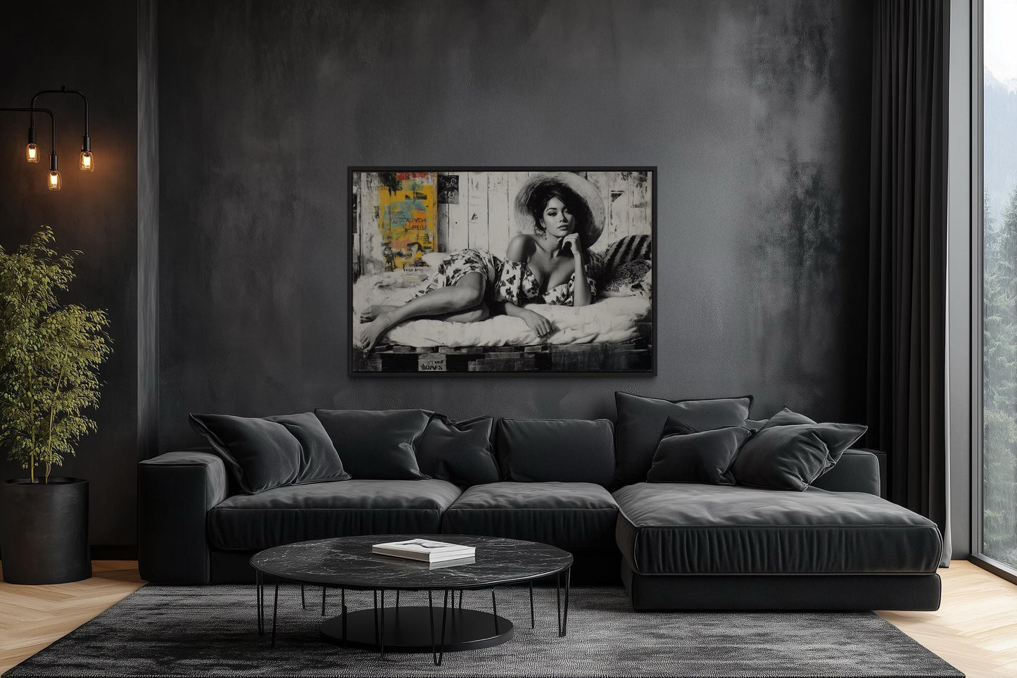 Black And White Vintage Style Sexy Woman Wall Art