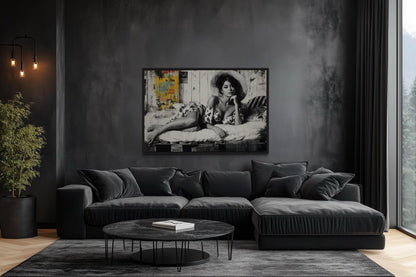 Black And White Vintage Style Sexy Woman Wall Art