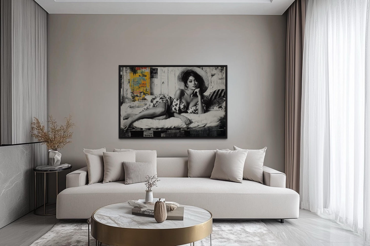 Black And White Vintage Style Sexy Woman Wall Art