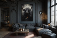 Black Bull Abstract Framed Canvas Wall Art