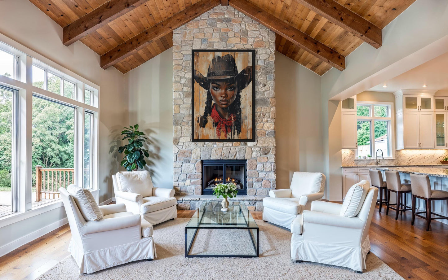 Black Cowgirl Graffiti Portrait Canvas Wall Art