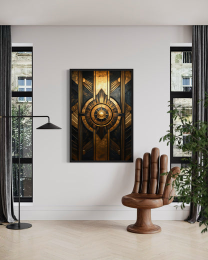 Black Gold Art Deco Framed Canvas Wall Art